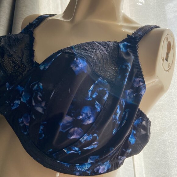 38H Elomi Morgan in colour "twilight" Black with blue floral bra El4110 - Picture 9 of 11